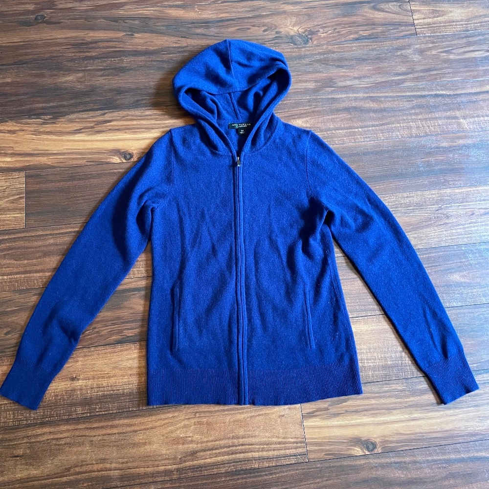 Ann Taylor 100% Cashmere Hoodie Blue XS